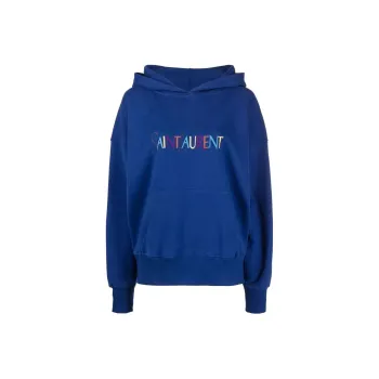 SAINT LAURENT Logo Embroidered Long Sleeved Hoodie