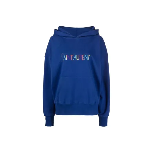 SAINT LAURENT Logo Embroidered Long Sleeved Hoodie