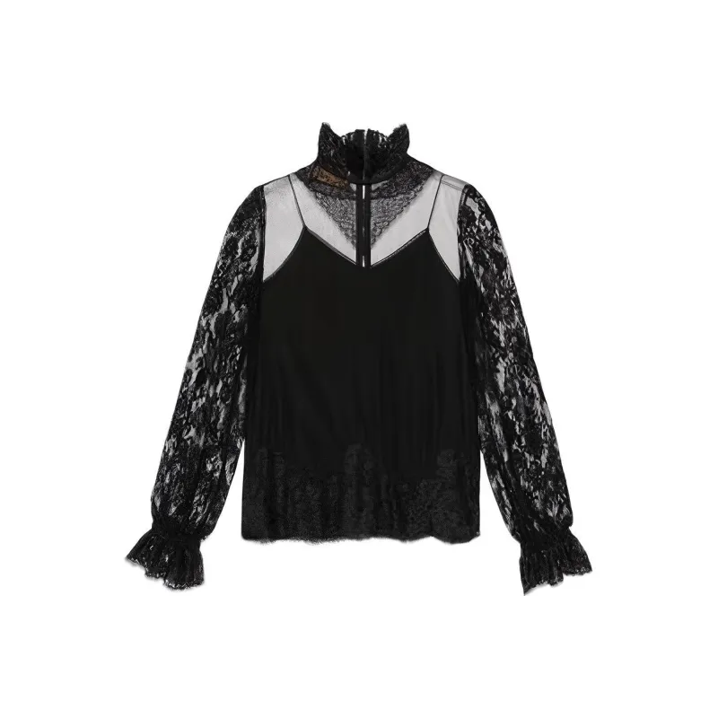 GUCCI High neck Lace Blouse-0