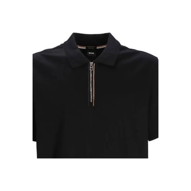 HUGO BOSS Half Zip Short Sleeved Polo Shirt-4