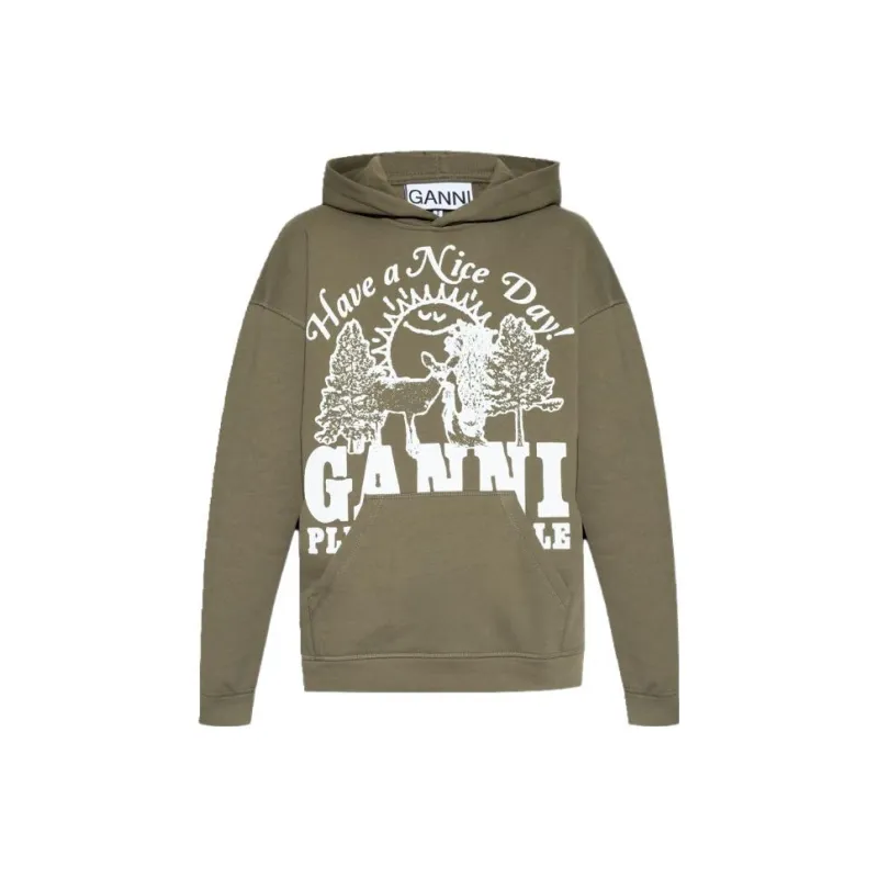 GANNI Logo Printed Hoodie-0