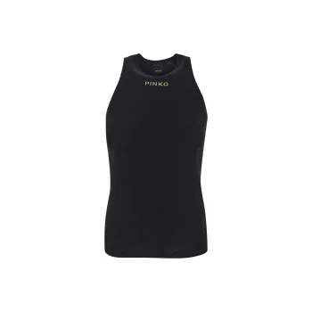 PINKO Logo Lettering Ribbed Top