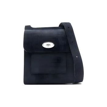 Mulberry Suede Fabric, Calfskin Shoulder Bag, Crossbody Bag Men's Midnight Blue