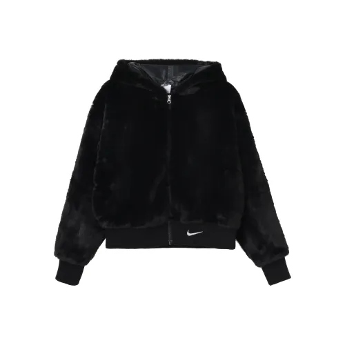 Nike Women'ss Sportswear Essential Faux Fur Jacket Asia Sizing Black
