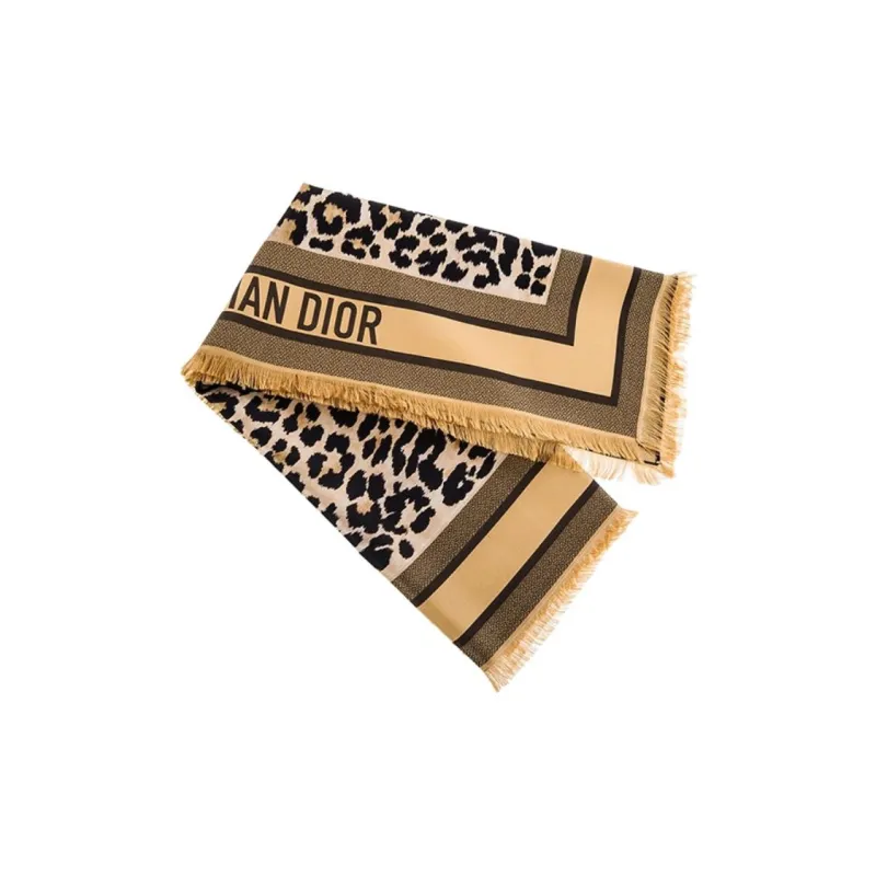 DIOR Fringed Leopard Printed Scarf-1