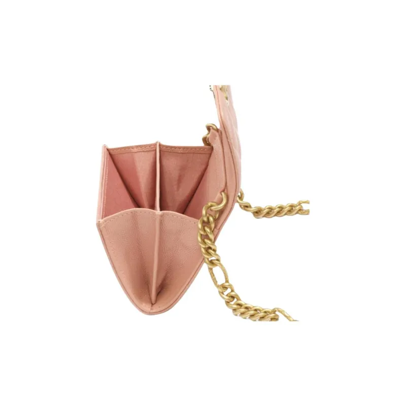 CHANEL Grain Embossed Caviar Cow Leather Coin Purse, Clutch, Shoulder Bag, Crossbody Bag Women's Dark Pink-2