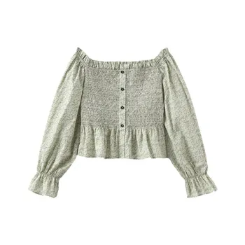 CUBIC Ruffle Sleeve T Shirt Women's Green