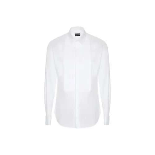 GIORGIO ARMANI Pleated Cotton Tuxedo Shirt
