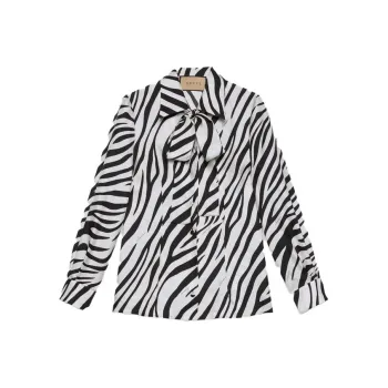 GUCCI Zebra-Printed Front-Bow Detail Shirt