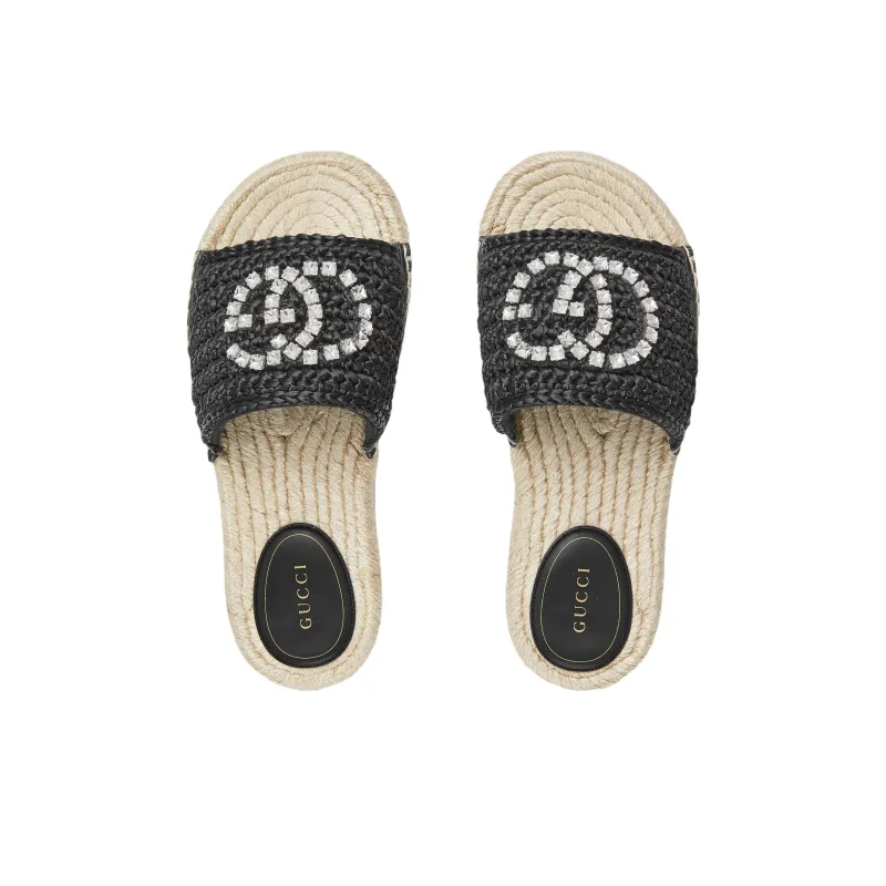 GUCCI Interlocking Slide Slippers Women's Black-3