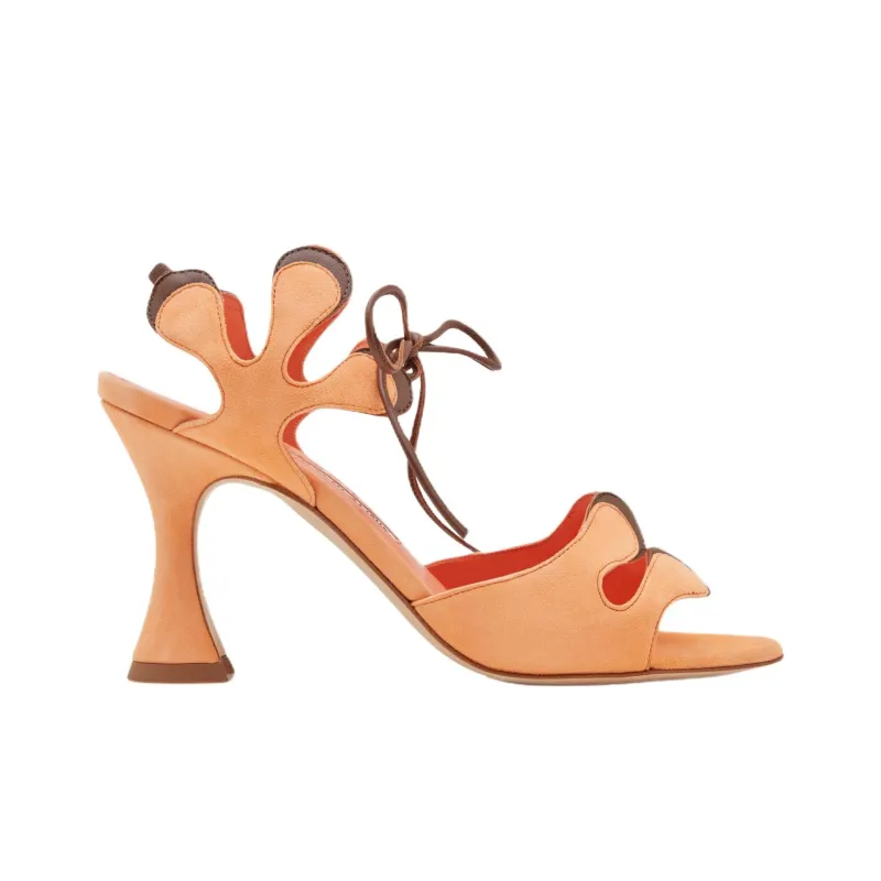 MANOLO BLAHNIK Dalia One Strap Sandals 9cm Women's Orange-1