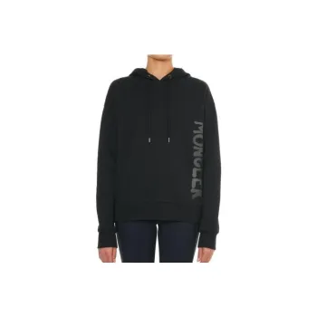 Moncler Women's Metallic Spray Effect Logo Print Hoodie Black