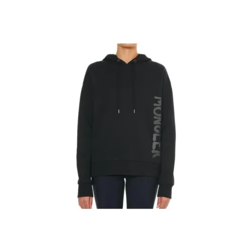 Moncler Women's Metallic Spray Effect Logo Print Hoodie Black