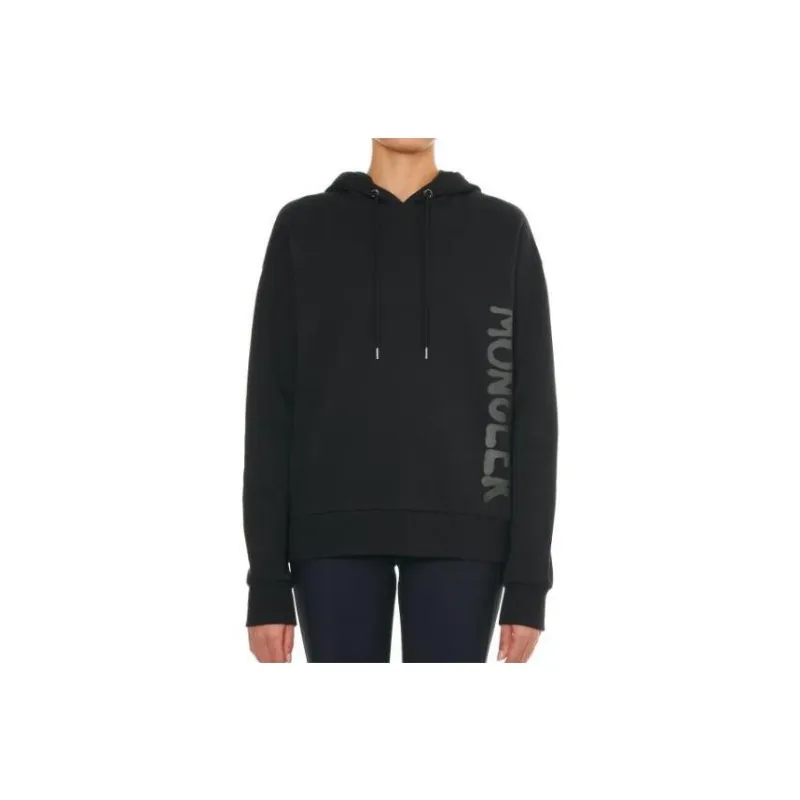 Moncler Women's Metallic Spray Effect Logo Print Hoodie Black-0
