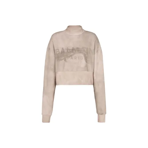 BALMAIN Logo print Cropped Sweatshirt