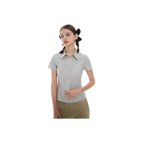 TAXIPHONE Shirt Women's Yellow Blue Stripes