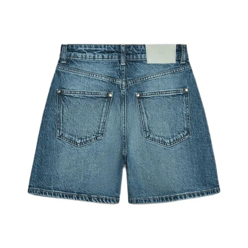 ZARA Denim Shorts Women's Blue/Green-1