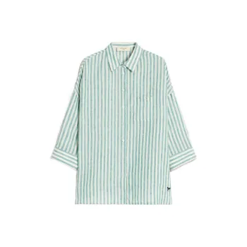 WEEKEND MaxMara Arduino Collection Linen Canvas Shirt Shirt Women's Green