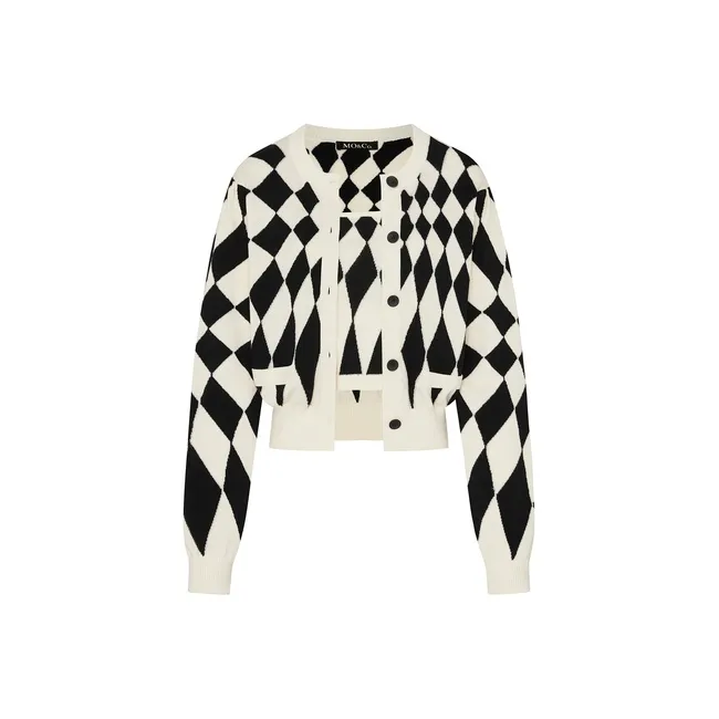 MO&CO Knitwear Women's Black White Plaid-0