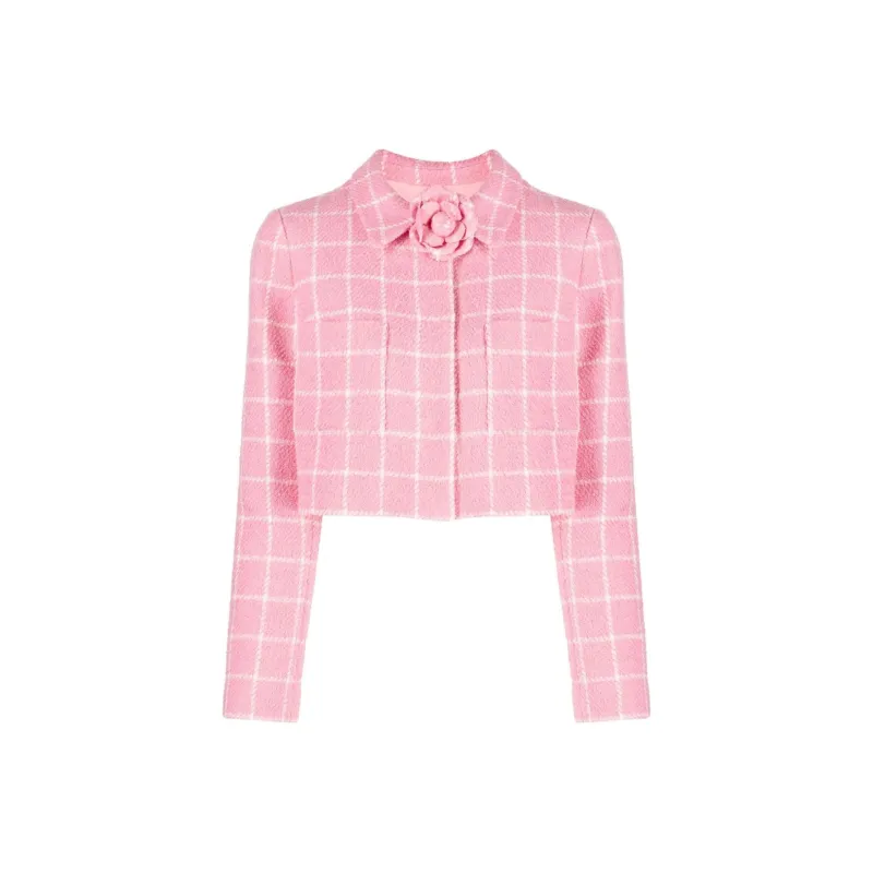 Oscar De La Renta Check pattern Cropped Jacket-0