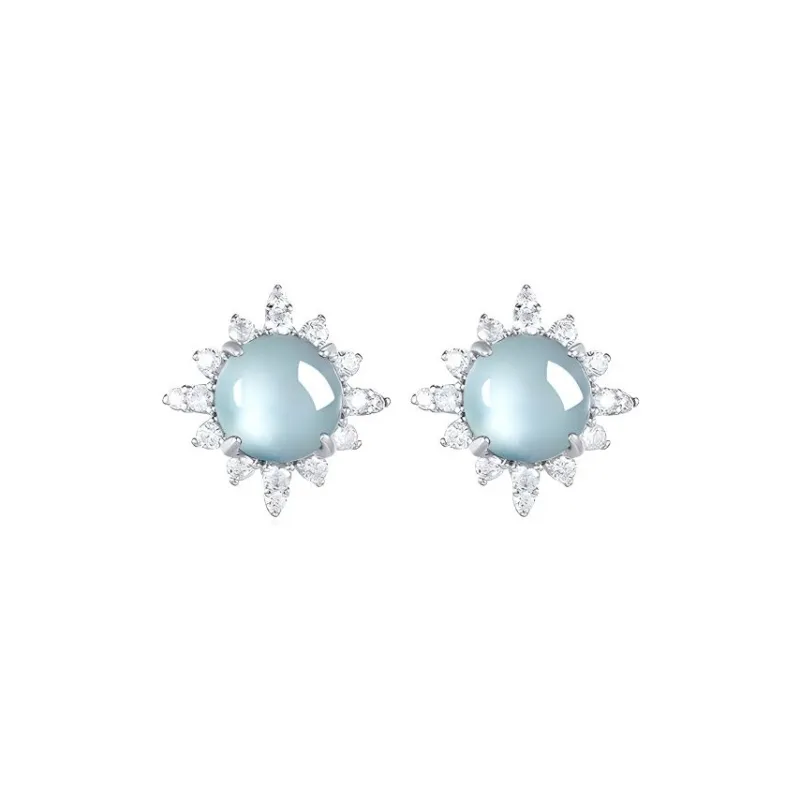 MUSHIFEN Glutinous Jade Jadeite Stud Earrings Women's-0