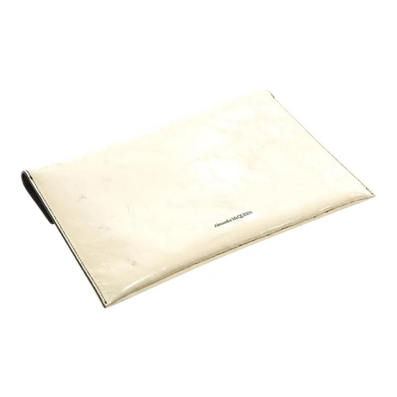 Alexander McQueen Cow Leather Clutch Medium Size Women's Gold-2