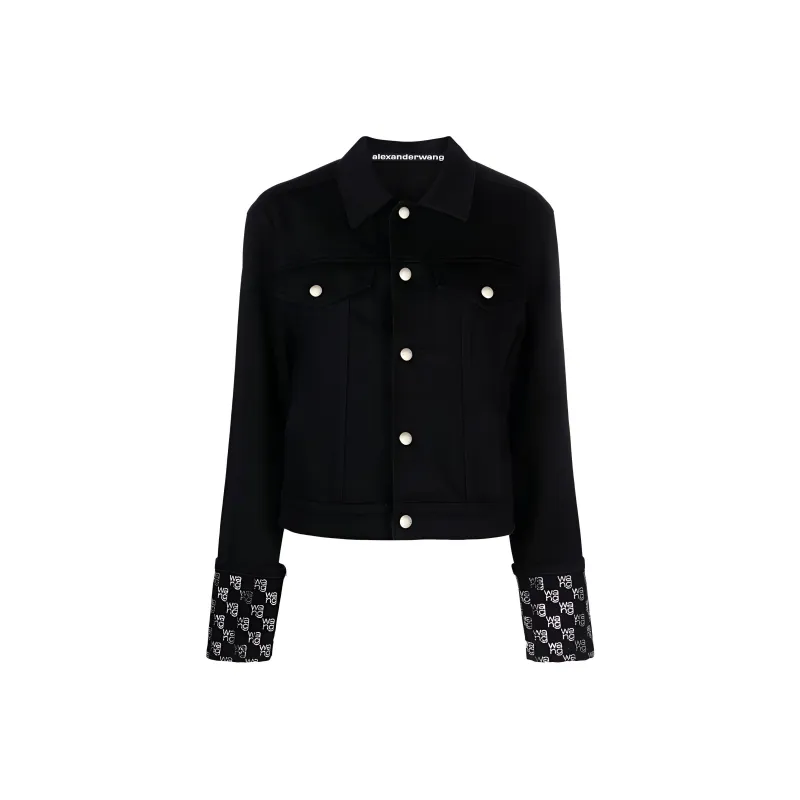 Alexander Wang Long Sleeved Embellished Denim Jacket-0