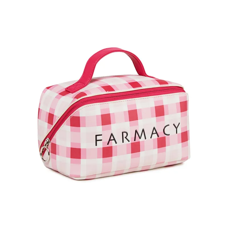 Farmacy PU Makeup Bag Large Size Women's Pink/Black/White-2