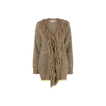 Stella McCartney V-Neck Long-Sleeved Tweed Cardi-Coat