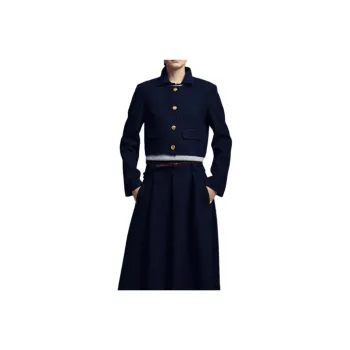 MARDI MERCREDI FW24 WOOL CROPPED JACKET ROUND NECK NAVY Jackets Coats Women's Marine Blue