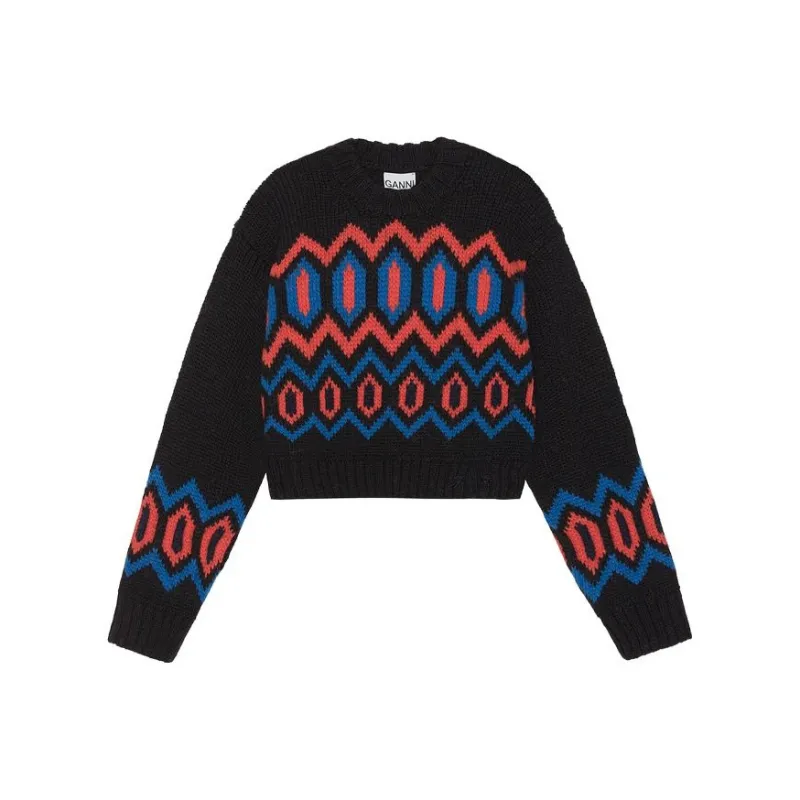 GANNI Patterned Organic wool Jumper-0