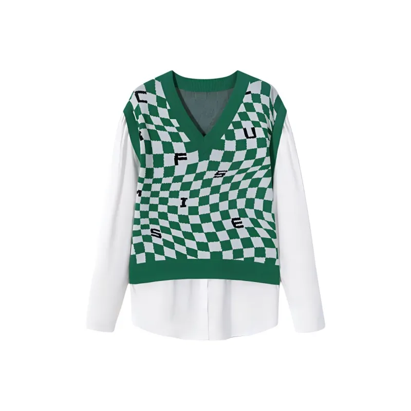 EICHITOO Shirt Women's Dark Green Plaid-0