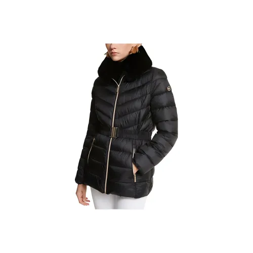 MICHAEL KORS Faux Fur Trim Quilted Nylon Packable Puffer Jacket Jackets Coats Women's Black