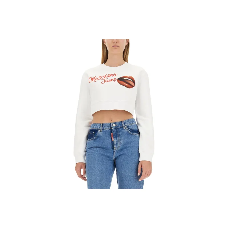 MOSCHINO Logo Printed Cropped Sweatshirt-0