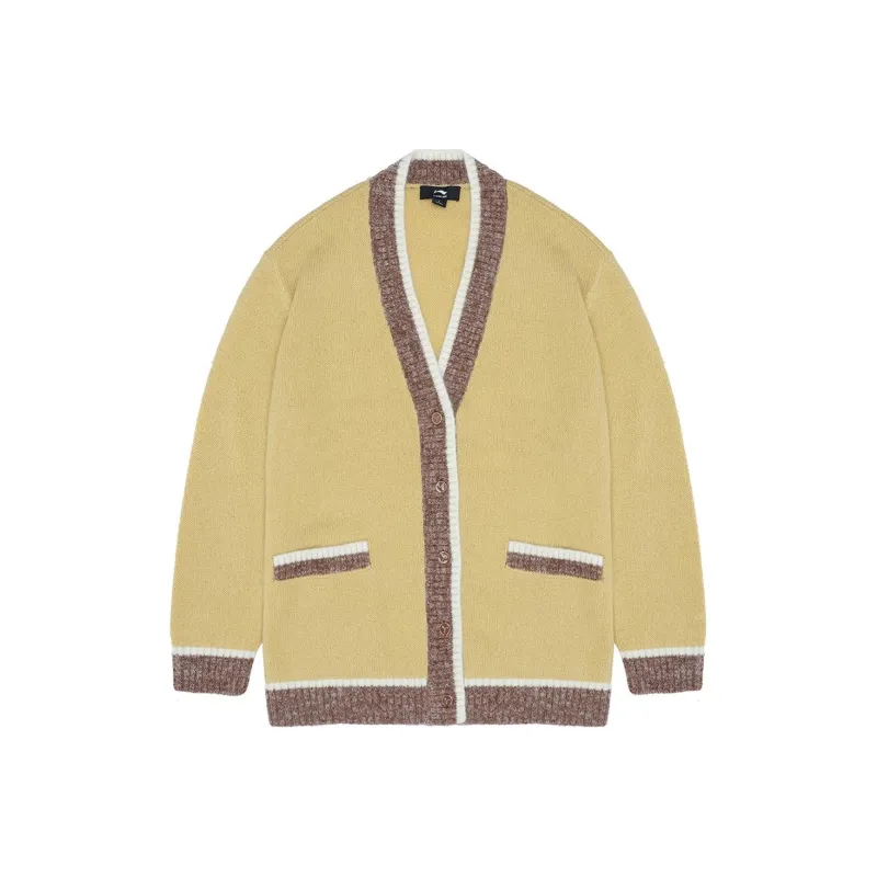 LI NING 1990 Classic Collection Cashmere Sweaters Women's Khaki Yellow-0