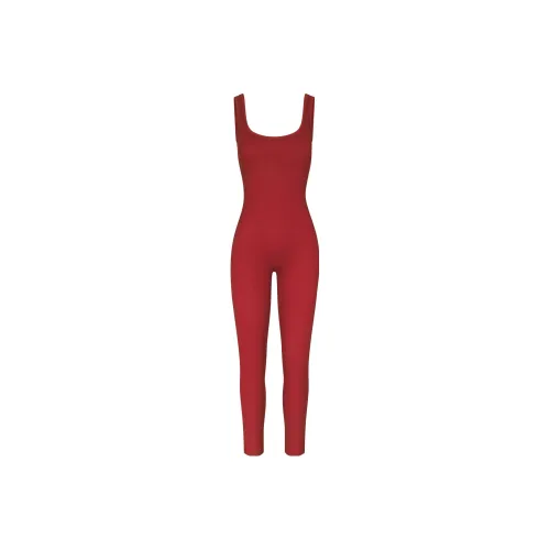 Skims FW23 COTTON RIB TANK CATSUIT Bodysuits Women's BRICK MULTI/Brick Red
