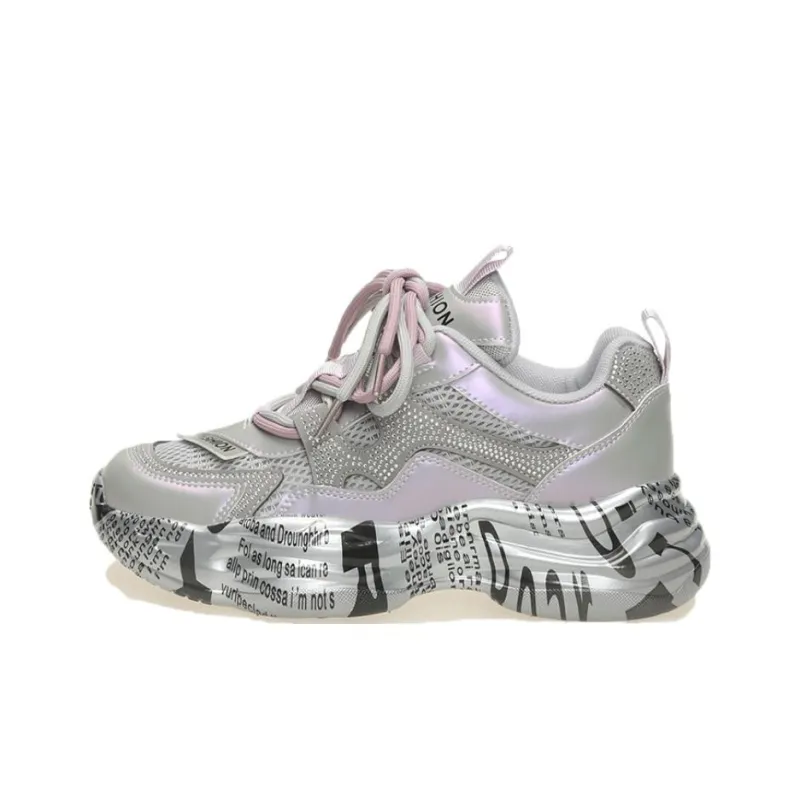 Daying Breathable Height Increase Low Top Chunky Sneakers Women's-0