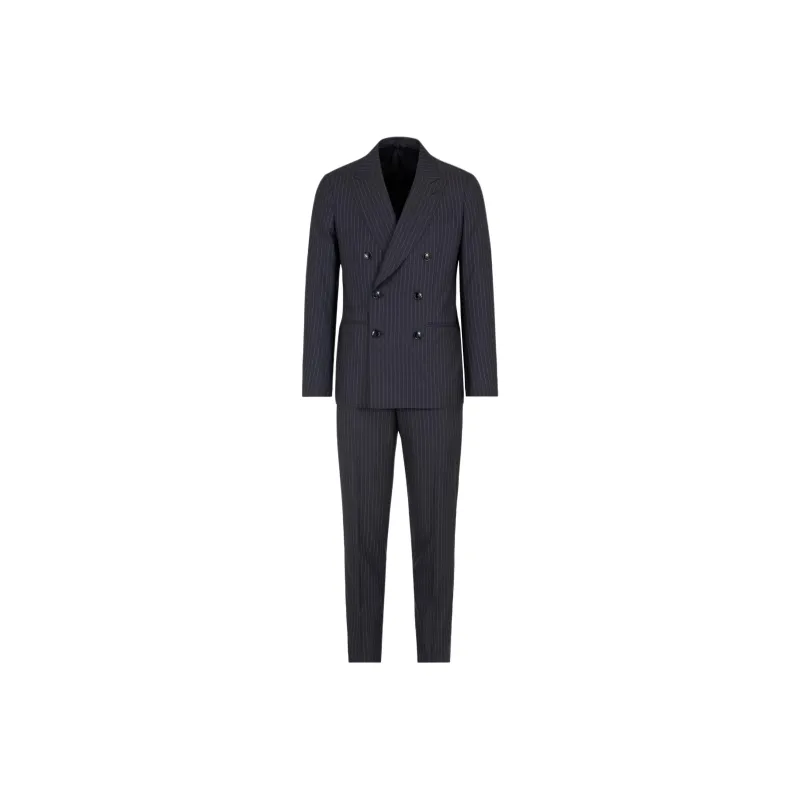 GIORGIO ARMANI Napoli Line Double breasted Pinstriped Suit In Virgin Wool-0