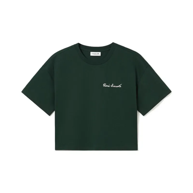 LACOSTE Drop Shoulder Sleeve T-Shirt Women's Dark Green-0