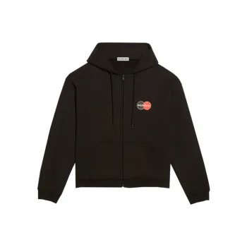 Balenciaga Shrunk Zip Up Hoodie 'Black'