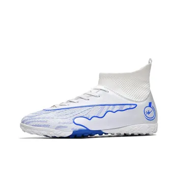 Binary TF Rubber Broken Studs Cushioning Abrasion Resistant Lightweight Soccer Shoes Unisex White Blue