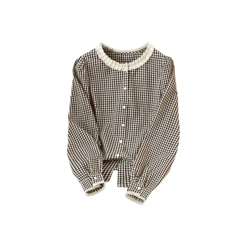 TOUCH Shirt Women's Black Beige Plaid-6