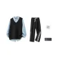 Black+Light Blue[Shirt]+Black[Pants]