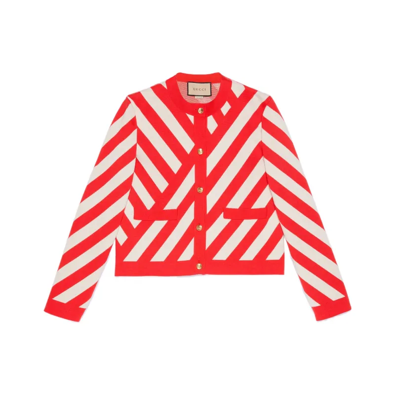 GUCCI Striped Jacquard Cardigan-0