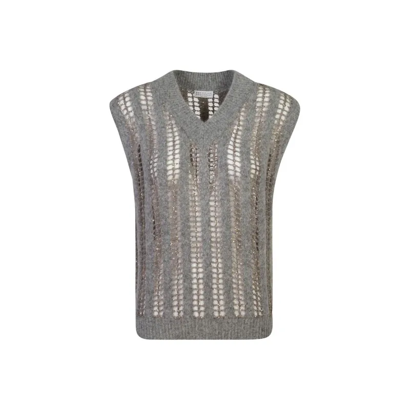 Brunello Cucinelli V Neck Knitted Vest-0