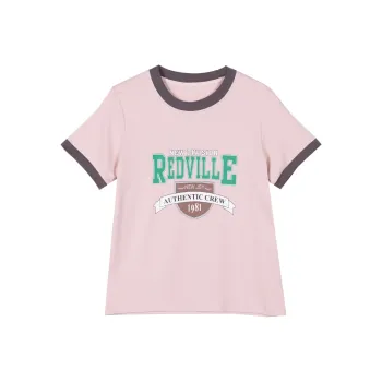 TOUCH T Shirt Women's Pink & Gray Collar