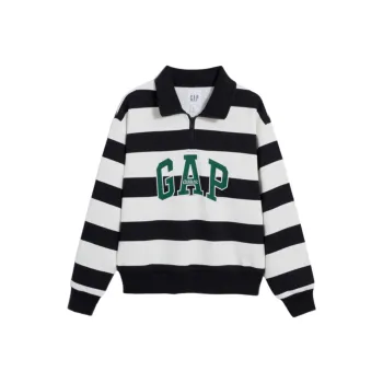 GAP Polo Shirt Women's Black White Stripes