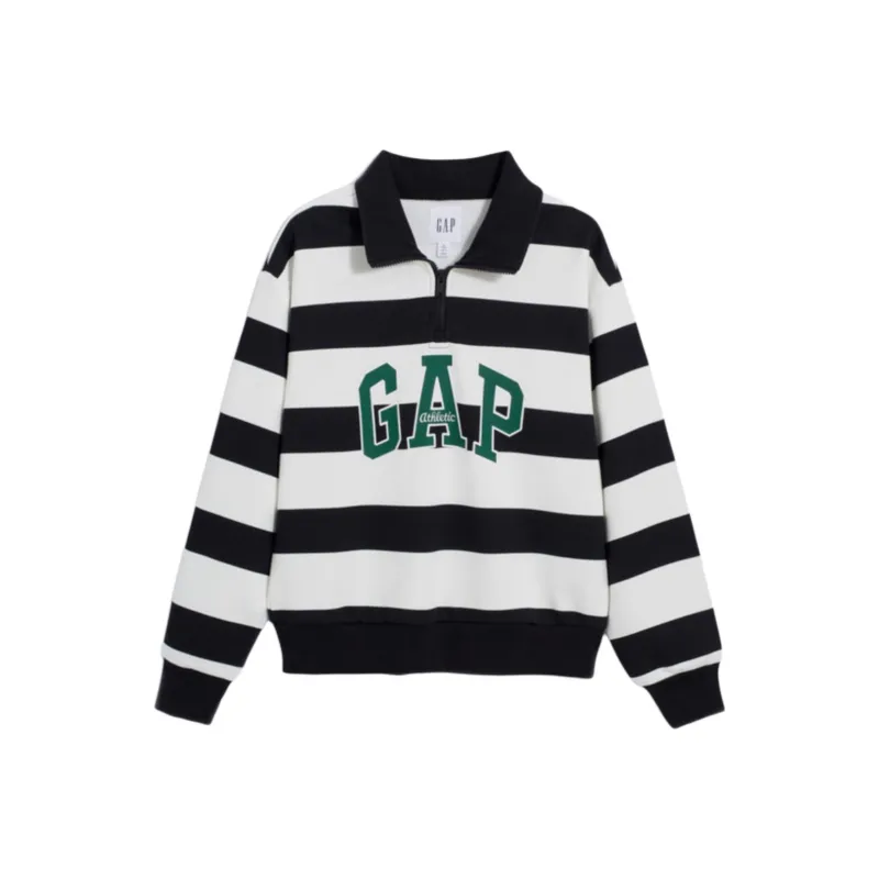 GAP Polo Shirt Women's Black White Stripes-0