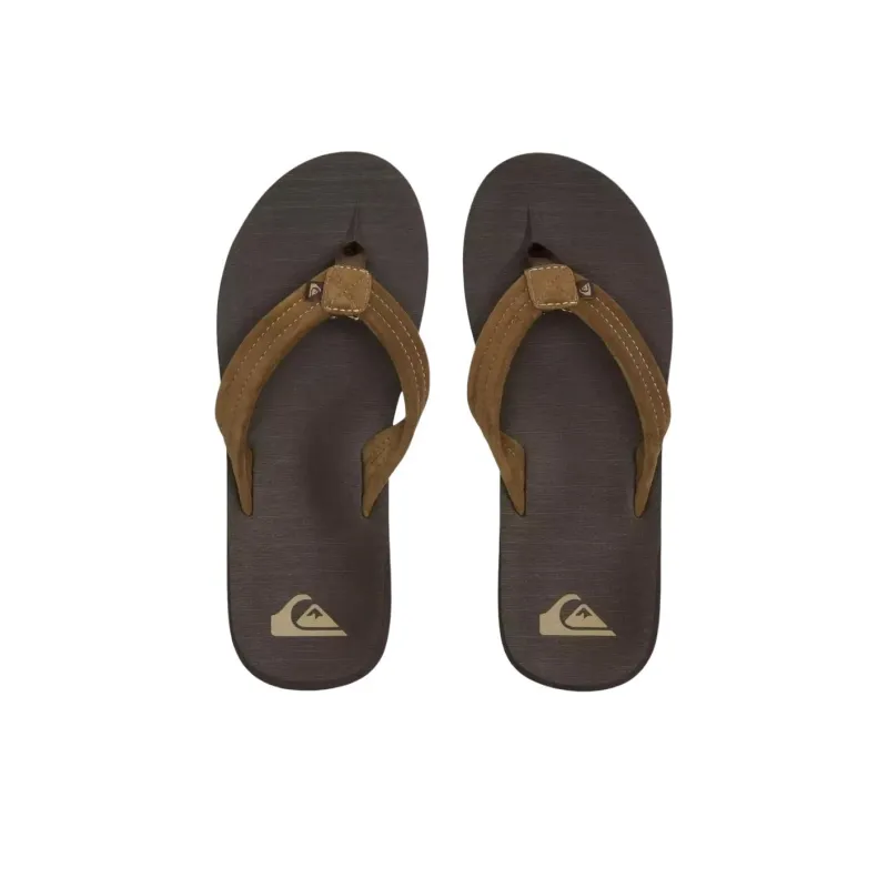 Quiksilver Rubber Sole Abrasion Resistant Flip Flops Men's Brown-2