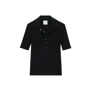 COURREGES Ac Ribbed knit Polo Shirt